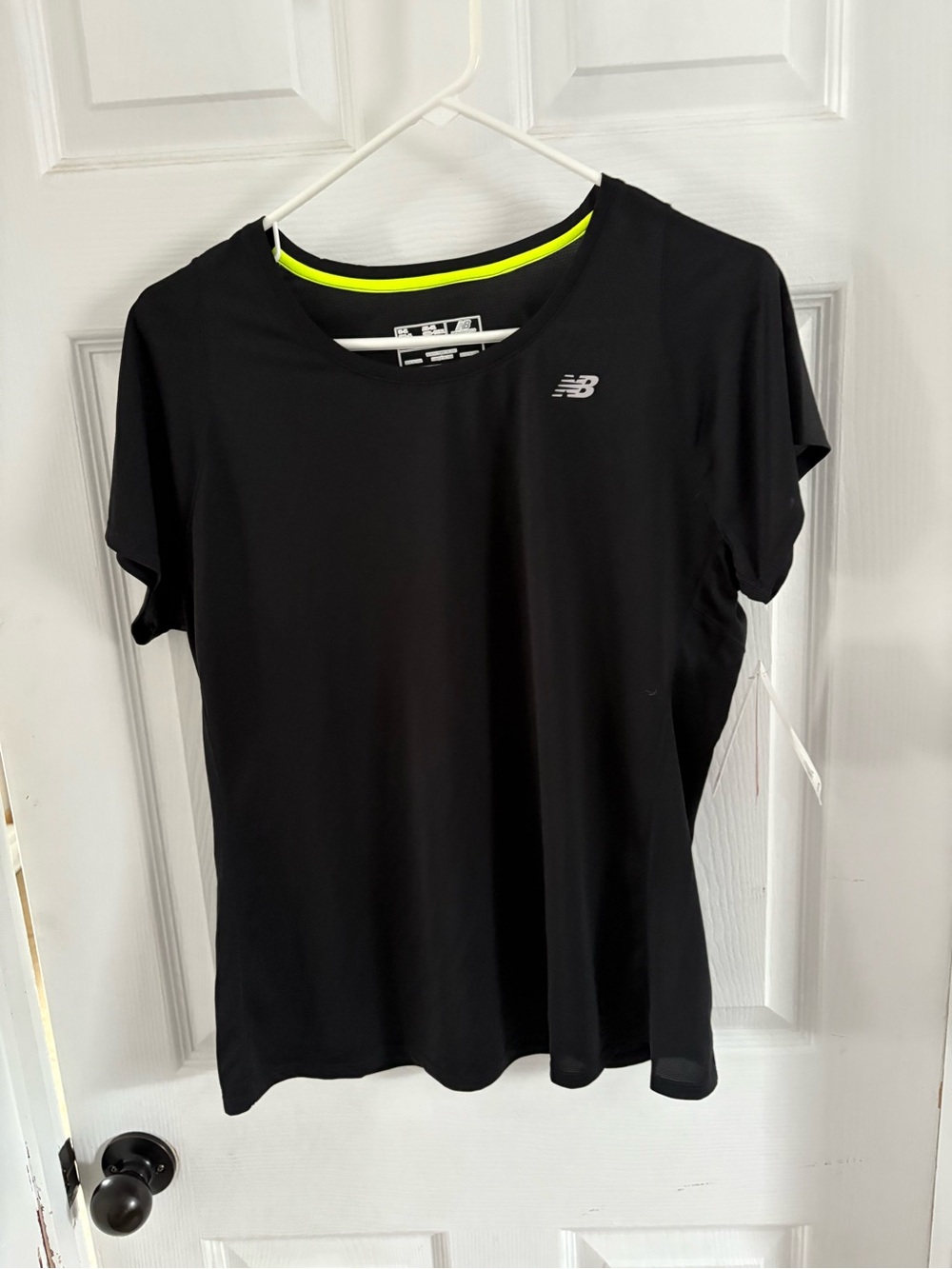 New Balance Black Short Sleeve Training Tee with Neon Trim